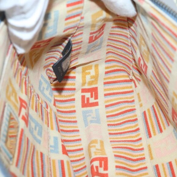 FENDI Zucca Canvas Shoulder Bag Denim Light Blue Gold Auth 140817 - Picture 11 of 16